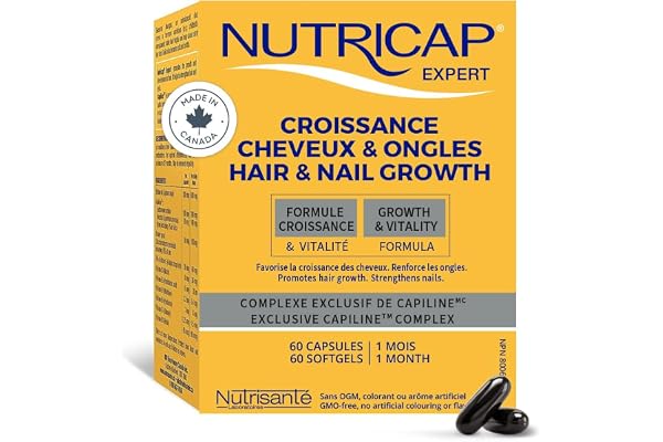 Nutricap Expert Hair & Nail Growth - Made In Canada - Biotin, Walnut Oil, Vitamin B3 - Hair Growth, Strengthens Nails - 1 Mon