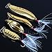 Fishing Lures Gold Metal Jig Lures Crankbait Casting Sinker Swimbaits Fishing Spoons with Treble Hooks and Feathers Bait for Striped Bass Lures Trout Freshwater Saltwater Fishing (Pack of 4)