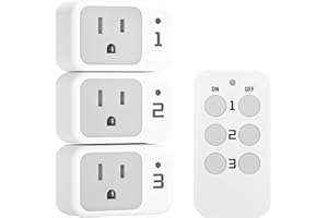 Remote Control Outlet, TESSAN Electrical Light Switch, Plug in Wall Plug with ON/Off Switch for Indoor String Lights, Lamps, Home Small Appliances, 100ft Range (1 Remote + 3 Outlets)