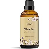 White Tea Essential Oil 100ml (3.3 Fl Oz), ESSLUX Aromatherapy Essential Oils for Diffuser, Massage, Soap, Candle Making, Home Fragrance