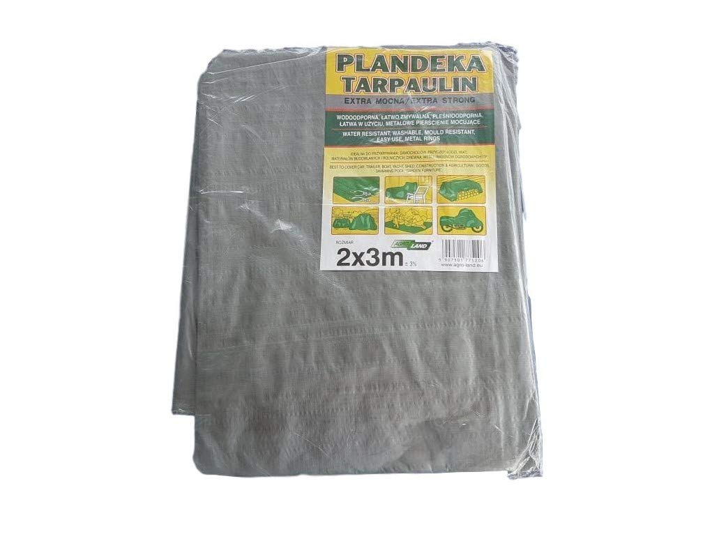 2 x 3 m Extra Strong GREY 110g/m2 Tarpaulin Ground Sheet with metal rings Covers Sunshading Hammock Tent Portable Waterproof Cover Cloth Car roof Lightweight For Outdoor Hiking