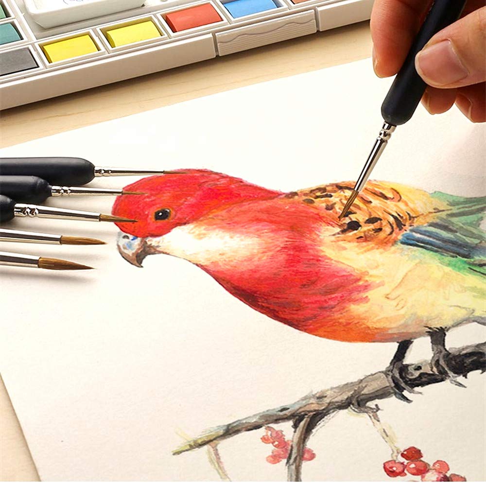 Spazzola per dettagli, pennelli in acrilico, 10 pezzi per pennelli in acrilico per acquerelli e pittura acrilica