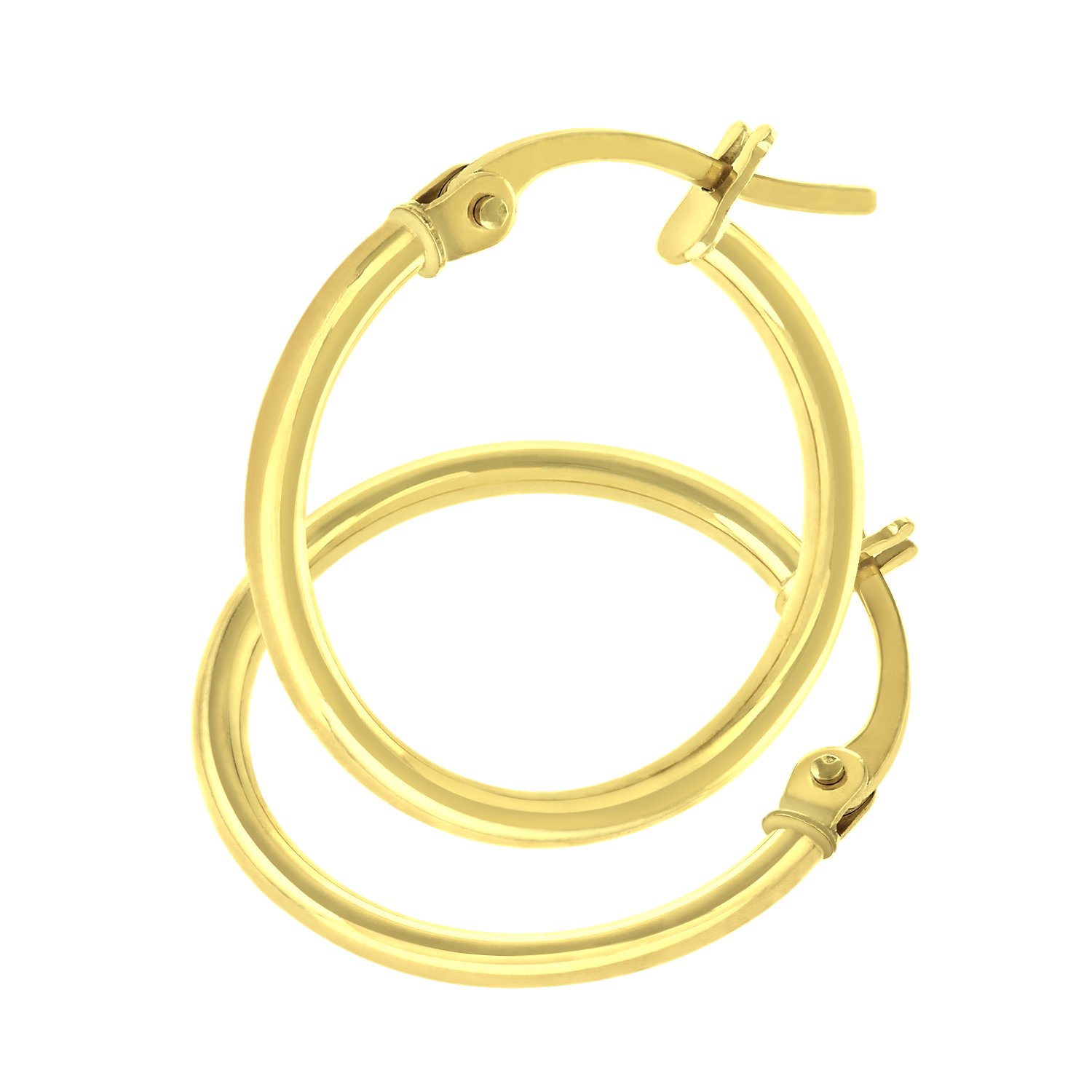 9ct Yellow Gold Women’s Earrings – Thick Rounded Circle Hoop Earrings - by Elegano