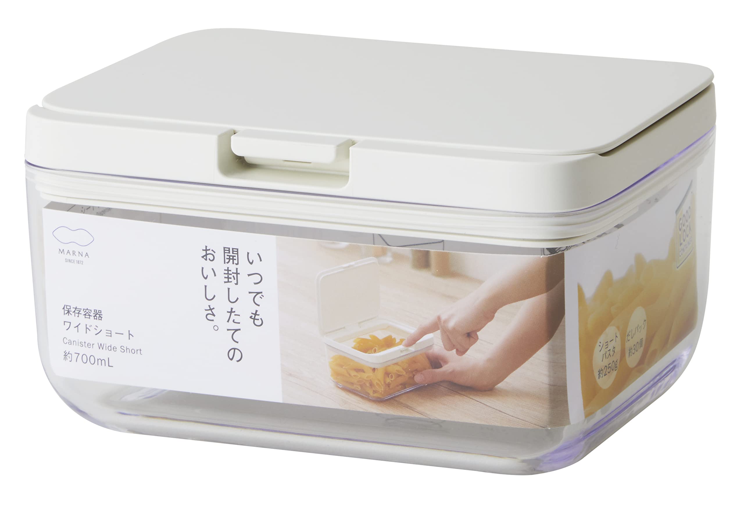 マーナ (marna) 保存容器 (ワイドショート/ホワイト) キッチン 収納 プラスチック (食材 調味料 湿気防止) グッドロックコンテナ K762W商品画像