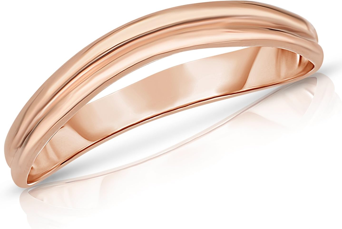 10k Fine Gold Comfort Fit Curved Double Wave Thumb Ring (3mm)