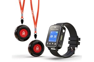 CallToU Wireless Caregiver Call Button for Elderly Patient at Home 1000+Feet Long Range Nurse Alert Button System with IP67 Waterproof Smart Watch and 2 SOS Panic Buttons