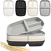 shopwithgreen Divided Plate for Adults, 8 Pcs (10.5 Inch) Unbreakable Wheat Straw Plates with 3 Compartments, Reusable Bariatric Portion Control Plate for Kids Toddlers, Dishwasher & Microwave Safe