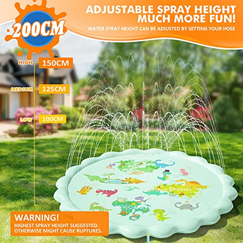 Peradix Water Jet Mat for Children's Toys, 200 cm Pearl Water Spray Mat PVC Sprinkler Splash Pad,Outdoor Water Play for Girls and Boys Gardens and Lawns