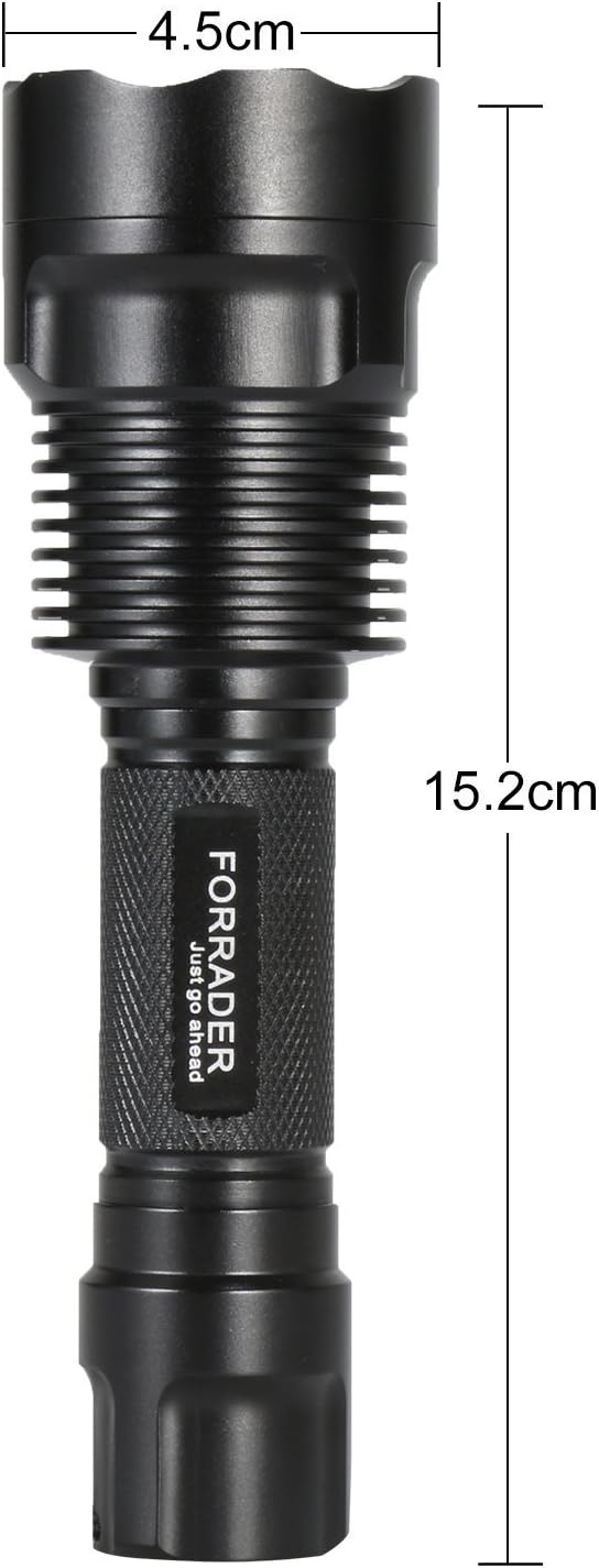 Forrader C12S CREE XP-L HI V3 LED Super-bright LED Flashlight, Water-Resistant, 5 Light Modes, Mode Memory Function, Rechargeable Powerful LED Tactical Torch