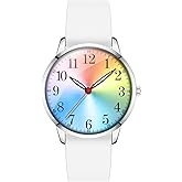Letoff Women Girl Analog Fashion Watch, Colourful Dial with Arabic Numerals, Silicone Band, 30M Water Resistant