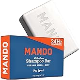 Mando Shampoo Bar - All in One Natural Shampoo Bar for Men - Cleanses and Moisturizes Hair, Beard and Body - Paraben & Sulfate Free - Biodegradable Formula - 5 Ounce - Pro Sport