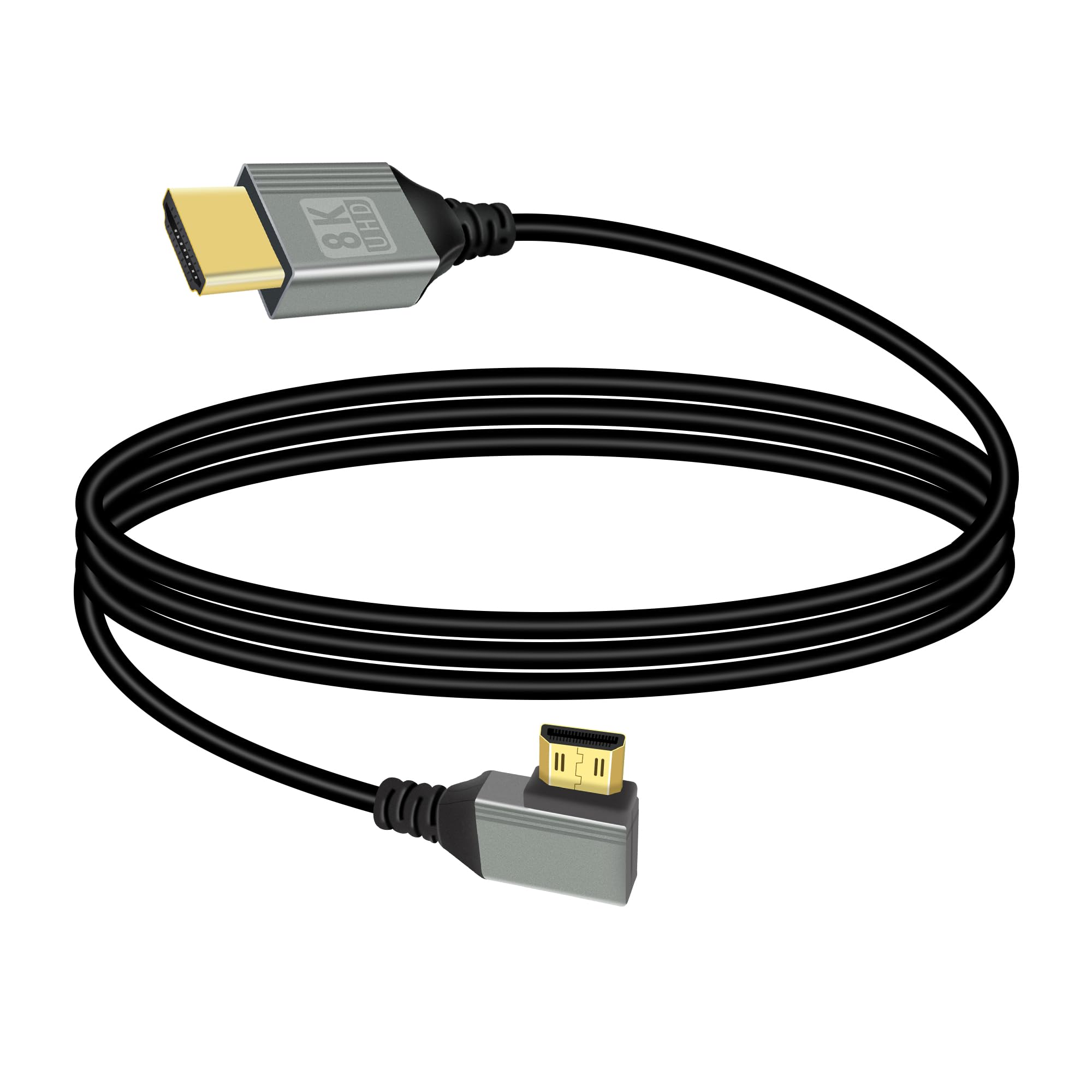 RIIEYOCA 8K Mini HDTV to HDTVS Adapter Cable,90 Degree Right Angle Mini Male to Male 8K@60Hz 4K@120Hz 48Gbps 2.1 Cord,Compatible with Laptop,TV,Camcorder etc.(1M)