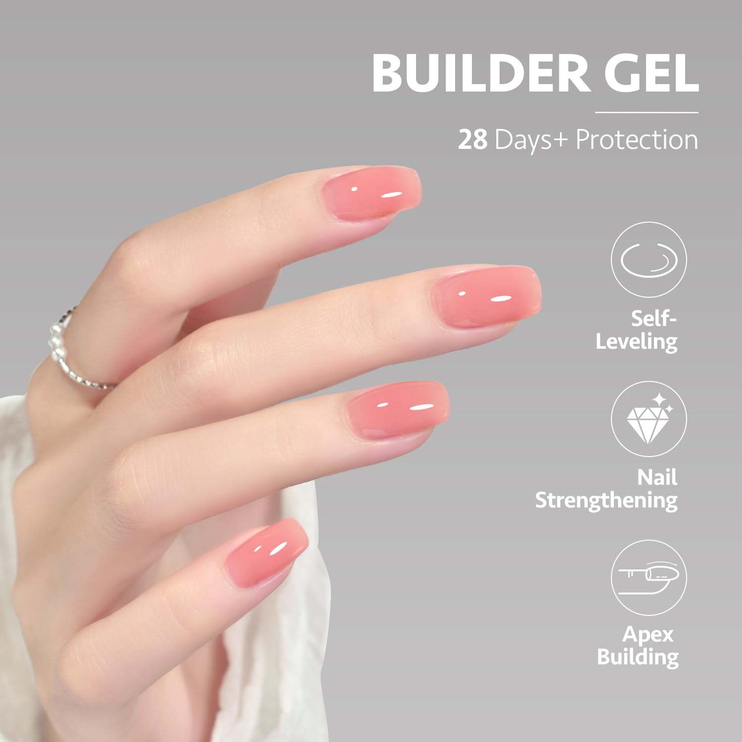 GAOY Builder Gel for Nails, 16ml Nail Strengthener in a Bottle, Nail Extension Hard Gel, Soak Off Long Lasting UV Gel, 1965 Rose Pink, Base Coat Top Coat Needed - Image 3