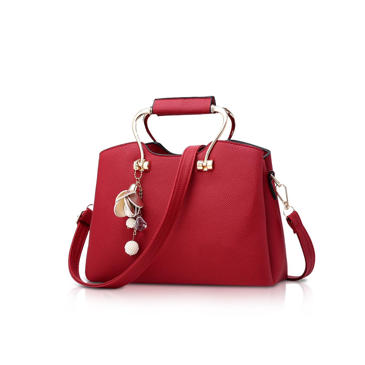 NICOLE&DORIS Women Handbags Tote Top Handle Shoulder Bags Crossbody Bag for Ladies Leather Bag with Long Strap wine red