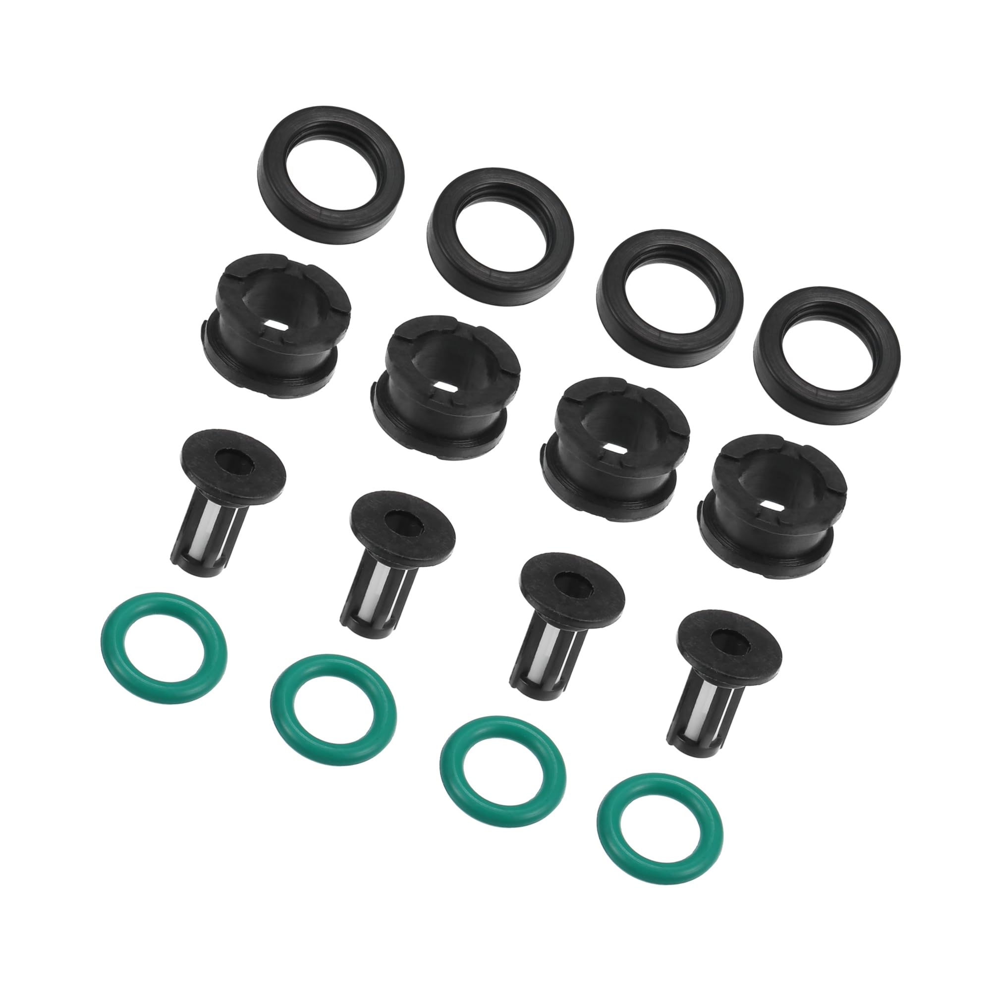 Photo 1 of Motoforti Fuel Injector O Rings Seals with Micro Filters Fuel Injector Repair Kit for Suzuki GSXR 600 750 1000 Hayabusa GSX1300 Rubber Black (Set of 4) Long-lasting
