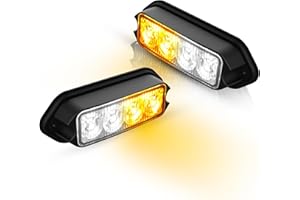 AMEXMART 2-Pack Amber Strobe Lights Grille Lamp Surface Mount Flashing Lights LED Emmergency Warning Lights Compatible for Trucks Vehicles Police Motorcycle Drone Aircraft Bike,Amber White