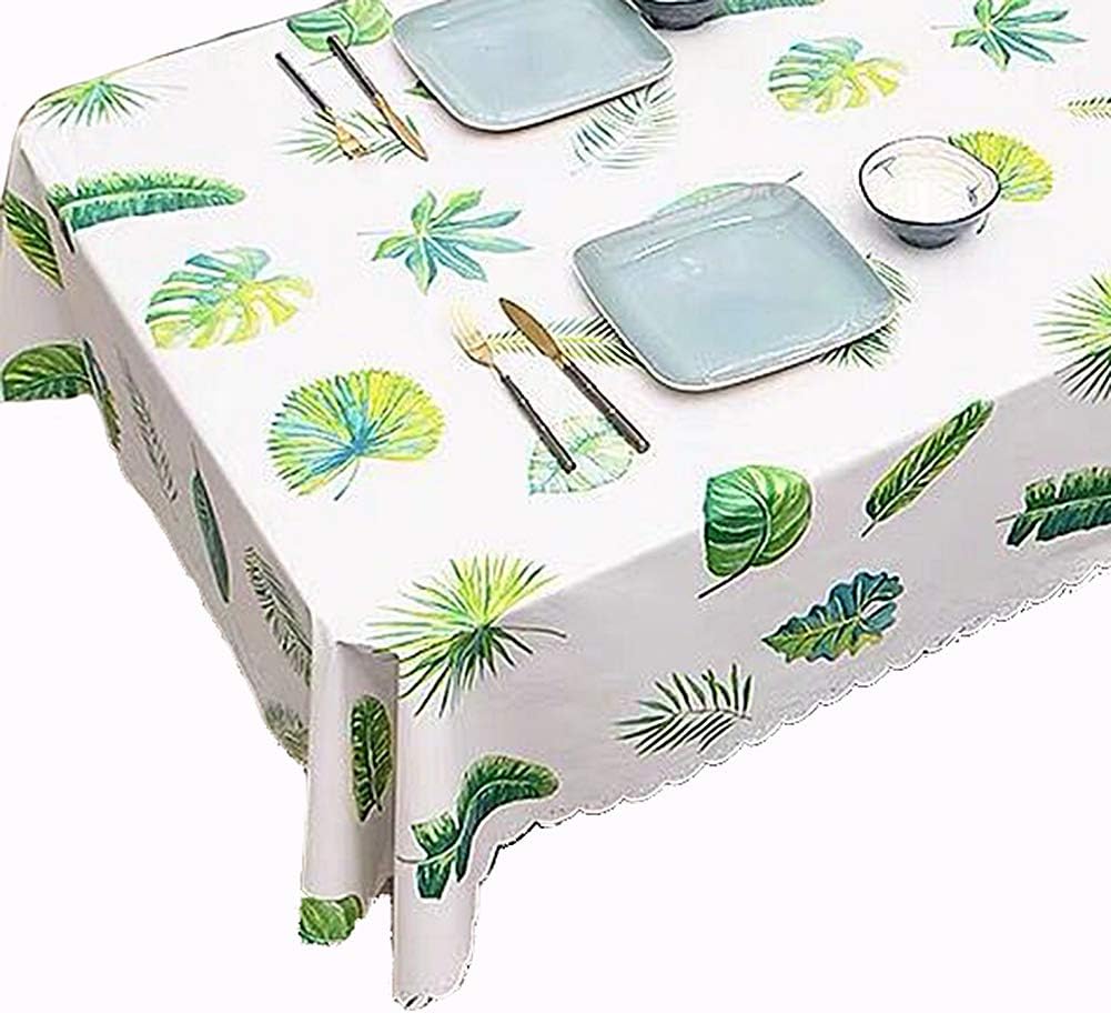 Magik Heavy Weight Durable Vinyl Rectangle Square Table Cover Wipe Clean PVC Tablecloth Oil-Proof/Waterproof/Stain-Resistant (Assorted Leaves, 54x70.8'' - 138x180cm)