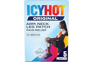 Icy Hot Original Pain Relief Patch, Medium Size Fabric Patches for Arm, Neck and Leg with Menthol 5%, Ice and Heat Contrast Therapy for Backaches, Joints, Muscle Strains and Arthritis, 5 ct.
