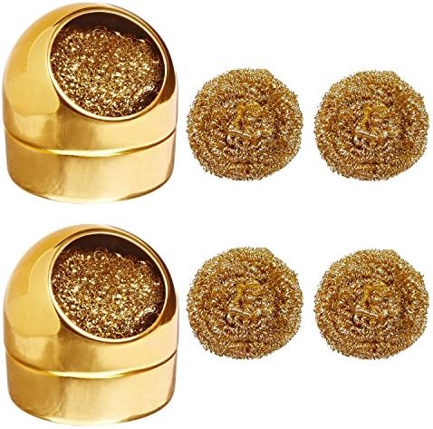 Soldering Iron Tip Cleaner Holder 2 Pack and 5 Pack Brass Ball Wire-type by Zinger Soldering Tool