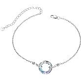 AOBOCO S925 Sterling Silver Crystal Bracelet for Women, Sparkling Circle-round Crystal Bracelet Gifts