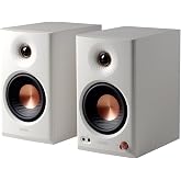 Edifier MR4.5 Bi-Amped Studio Monitor, 80W RMS Bookshelf Speakers - White | 4.5" Woofer 1" Silk Tweeter Hi-Res Audio Bluetooth 6.0 LDAC XLR/TRS/RCA/AUX Input Music Production Video Editing Home Audio