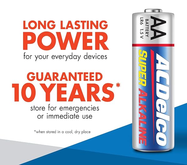 ACDELCO 48-COUNT DOUBLE AA BATTERIES, MAXIMUM POWER SUPER ALKALINE BATTERY, 10-YEAR SHELF LIFE, RECLOSABLE PACKAGING