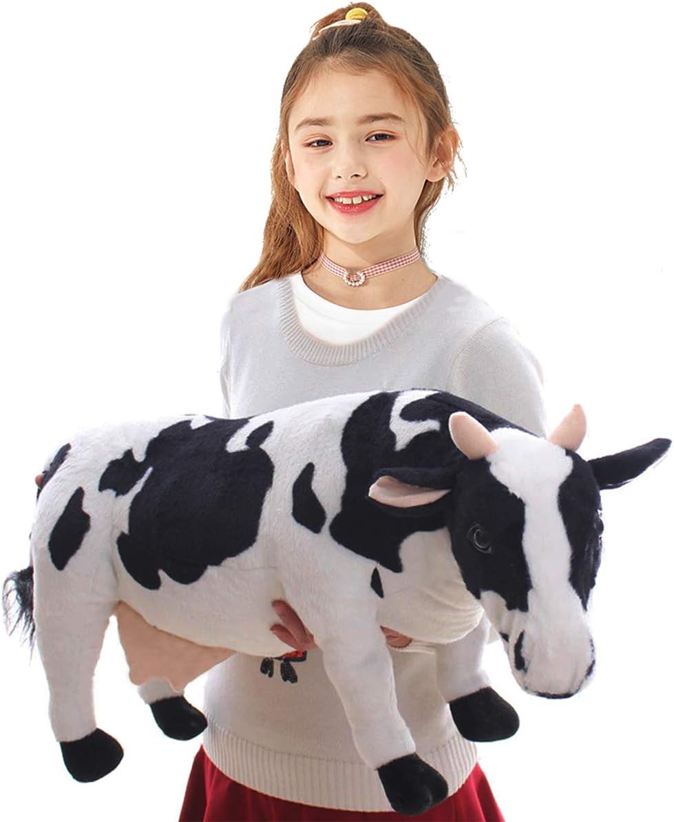 Black and White Cow Lifelike Plush 