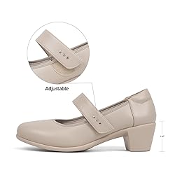 VJH confort Women's Mary Jane Pumps Low Block