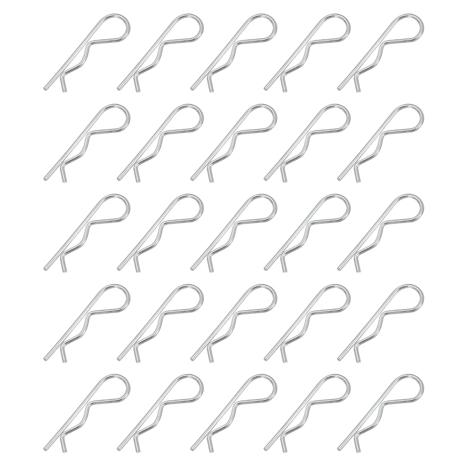 PATIKIL M3 x 75 mm Cotter Pin Assortment Kit, 30 Pcs Heavy Duty R Clips Hardware Pin Carbon Steel Spring Fasteners Hitch Pin for Trailer Locking Lawn Mowers Truck, Silver Tone