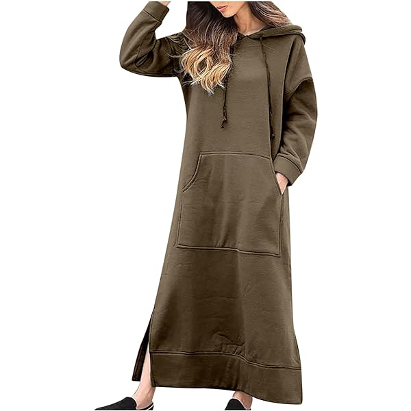 UMBRO■women's hooded dress■送料込 JOAU Women Casual Hoodies Long Sleeve Split Hem Drawstring