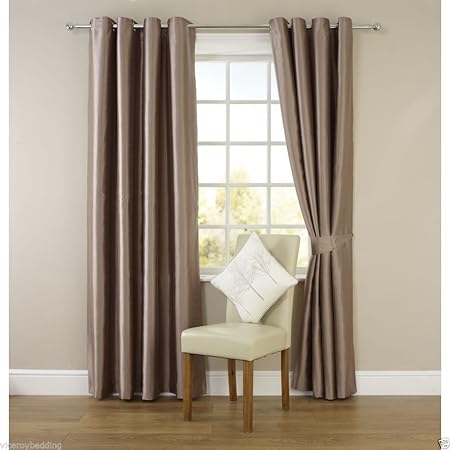 Pair Of Mink 90 Width X 108 Drop Luxury Faux Silk Eyelet