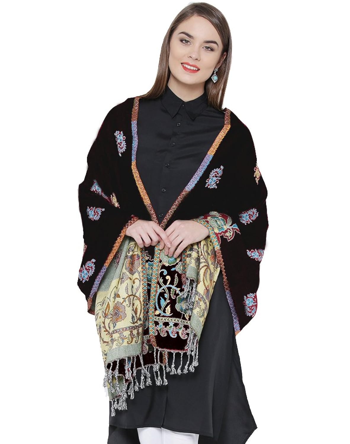 weavers villa soft viscose kaju buty design stoles, shawls, wraps