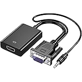 Cuxnoo VGA to HDMI Adapter for Connecting Traditional VGA Interface Laptop, PC to HDMI Monitor or Projector, 1080P VGA Male t