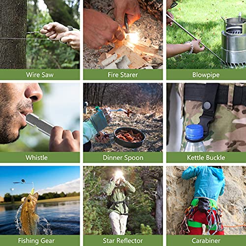 Oismys 18-in-1 Outdoor Adventure Equipment Travel Hiking Biking Camping Hunting Climbing Survival Gear Tool Kits Set