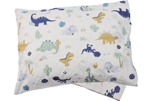 ZPECC Toddler Pillow with Pillowcase - 13 x 18 Organic Pillows for Sleeping, Soft Breathable Small Kids Pillow for Crib, Toddler Bed, Travel, Dinosaur (Intended for Age 2 and up)