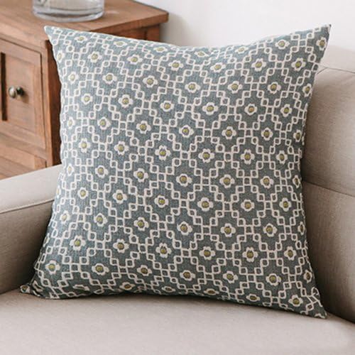 MochoHome Decorative Cotton/Linen Blend Jacquard Square Throw Pillow Cover Case Pillowcase Cushion Sham - 24" x 24", Pale Turquoise