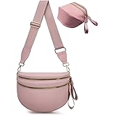 Bum Bags for Women Nylon Crossbody, Spacious Fanny Packs Belt Bag Large Sling Bag with Adjustable Strap (Pink)