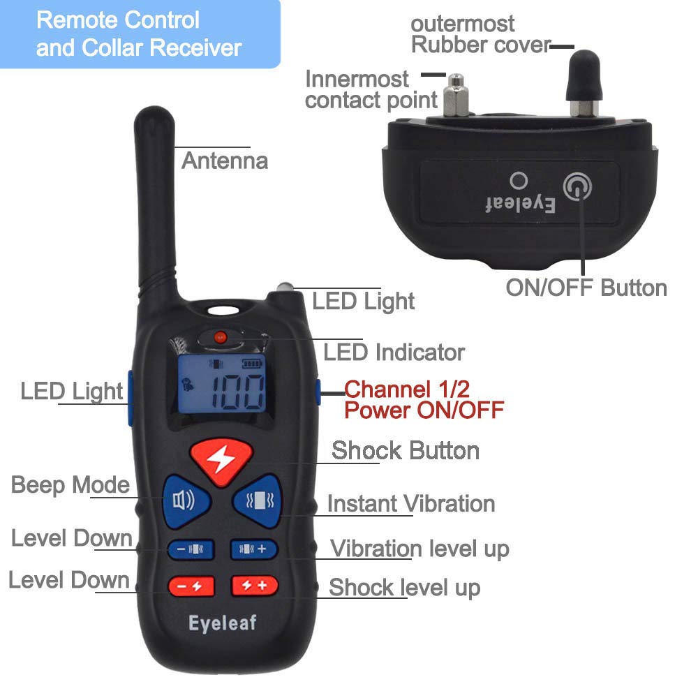 Colliers de dressage pour chiens Electrique Beep Vibra Choc collier dressage chien étanche et Rechargeable Collier télécommande 800 Verges Collier Electrique pour Chien pour la formation de chien