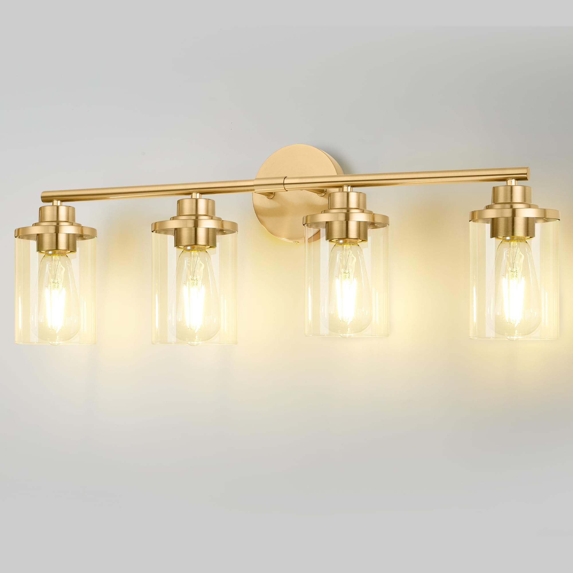 Photo 1 of Porphyions Gold Vanity Lights - 4-Light Modern Sconce, Over Mirror, Brushed Gold Finish