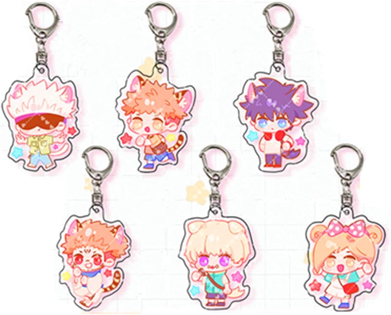 Danrtsey 6Pcs Jujutsu Kaisen Keychain Acrylic Car Ring Keychains For 