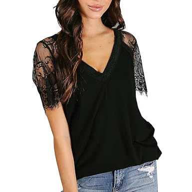 t shirt femme dentelle noir