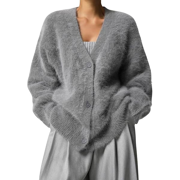 Faux Mink Knit Cardigan Sweater Women's Fuzzy Cardigan Long Sleeve