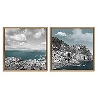 2 Piece Framed Canvas Wall Art Seascape Canvas Prints Home Artwork Decoration for Living Room,Bedroom - 16