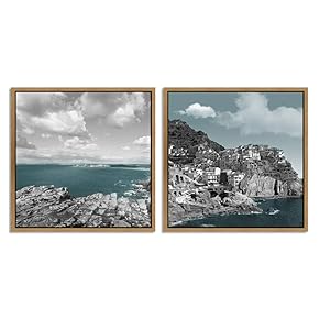 signwin 2 Piece Framed Canvas Wall Art Seascape...