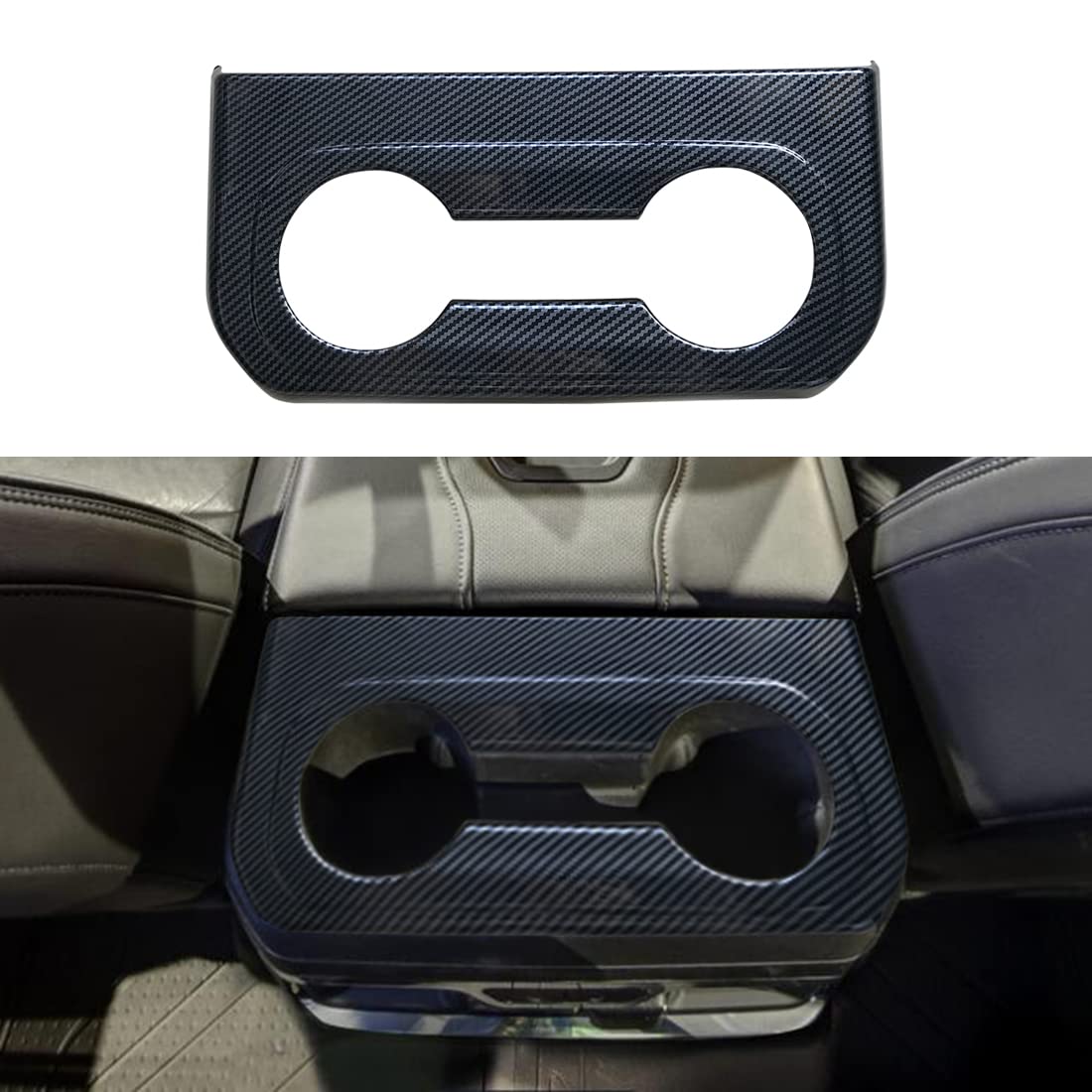 Photo 1 of ruihe Carbon Fiber Color Rear Center Console Cup Holder Cover Fit for Chevy Silverado GMC Sierra 1500 2500HD 3500HD 2019 2020 2021 2022 Chevrolet