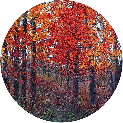 Cutting Board Glass Decorative Art Red Autumn Trees Chopping Boards for Kitchen (12 Inch Round)