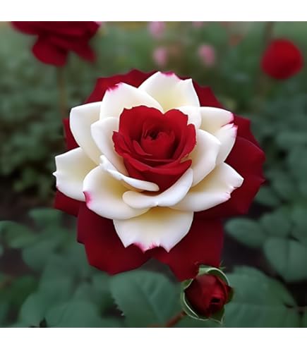Amazon.com : DouxiE 10pcs Rare Twin Red White Rose Seeds