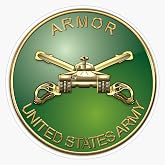 LAD Studio U.S. Army Armor - Branch Insignia Over U. S. Flag Window Bumper Sticker Decal 5""