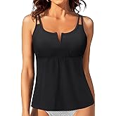 Womens Tankini Tops Only - Modest Swimsuit V-Wired Swim Top Swimwear Tummy Control Bathing Suit No Bottom 2025