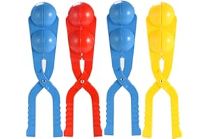CWLAKON 4 Pack Two Snowball Makers,Perfect Outdoor Play Snow Toys for Kids,Two Balls Let You Make Snowballs Quickly(Random Colors)